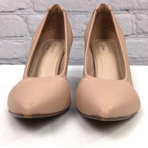 Collection by Clarks Vegan Leather Blush Pointed Toe Stacked Heel Pump 7.5M - Picture 4 of 13